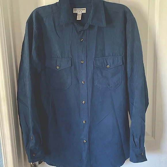 covington men's dress shirts NEW Covington Dress Shirt Men XL 17-17.5 32-33 Gray Wrinkle Free Stain Resistant